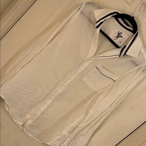 Pou Nou European Men's White linen  Shirt